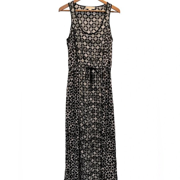 Michael Kors Dresses & Skirts - Michael Kors Women’s Size Med Grey Black White Geo Maxi Dress Slits Tie Waist